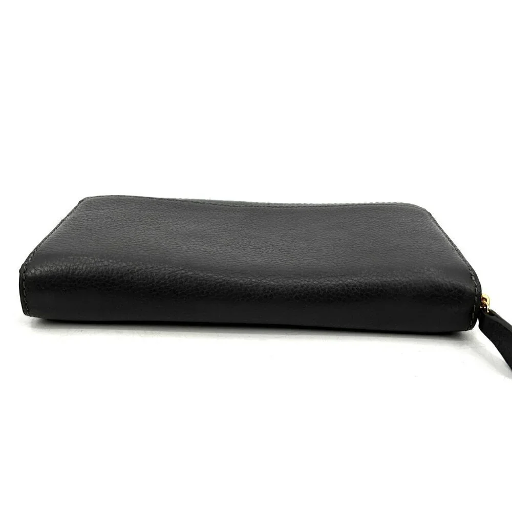 UGG Women's Rae Dark Gray Pebbled Leather Long Zip Around Wallet